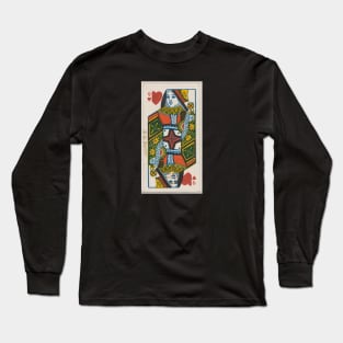 Queen of Hearts Playing Card Long Sleeve T-Shirt